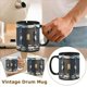 thumbnail image 2 of 2X de Cerámica Vintage Negra de 11 Oz para Té, Café, Jugo, Agua, para el Hogar y la Oficina, Regalo de Tambores para Hombres, 2 of 6