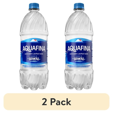 (2 pack) Aquafina Purified Bottled Drinking Water, 1 Liter Bottle