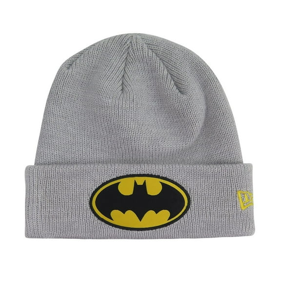 Batman Symbol Patch on Gray Cuff New Era Beanie