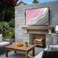 thumbnail image 3 of Outdoor TV Cover 40x25x4.5in, Pink Gray Gradient Stripe Ripple Weatherproof TV Screen Protector with Zipper, Abstract Geometric Ombre Outside Television Cover Fits Up to 40-43", 3 of 9