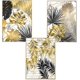 thumbnail image 1 of Set of 3 design poster murals, forest golden leaves palm leaf, without frame, mural print pictures art poster decoration for living room, 1 of 5