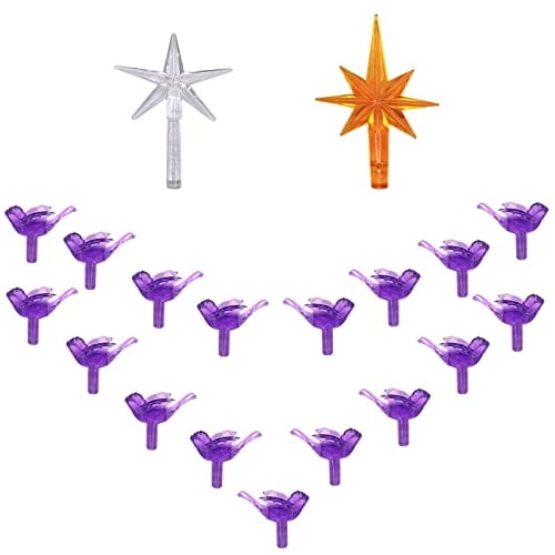 Bombillas de Repuesto KonohaElf Cerámica Árbol de Navidad Color Morado 117 Bombillas 2 Estrellas