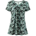thumbnail image 3 of Amoretu Women Short Sleeve Shirt Flowy Tunic Top Casual Paisley Blouse Black L, 3 of 5