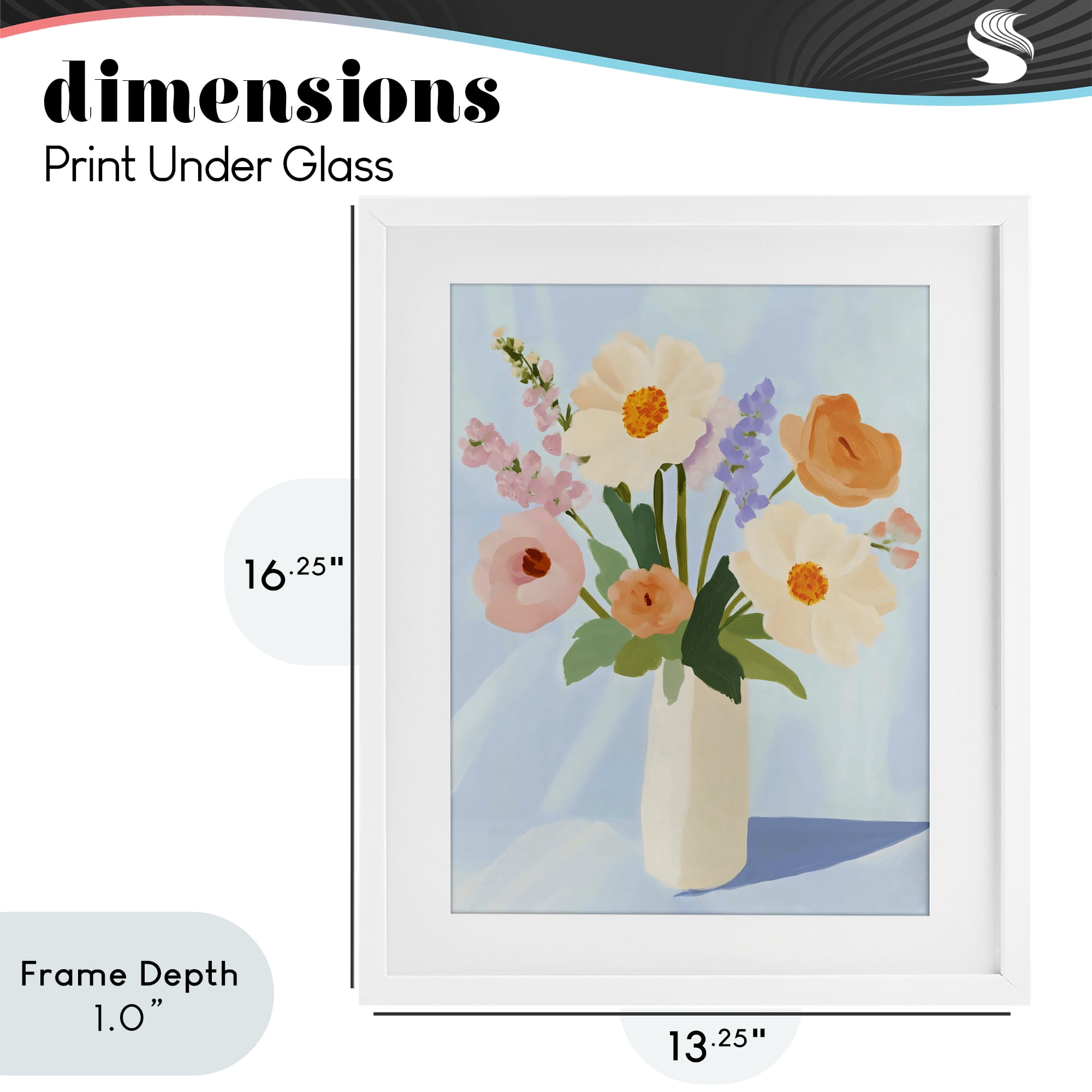 Stupell Industries Floral Bouquet in Sleek White Vase White Framed Print Under Glass, design by The Prints Vibe