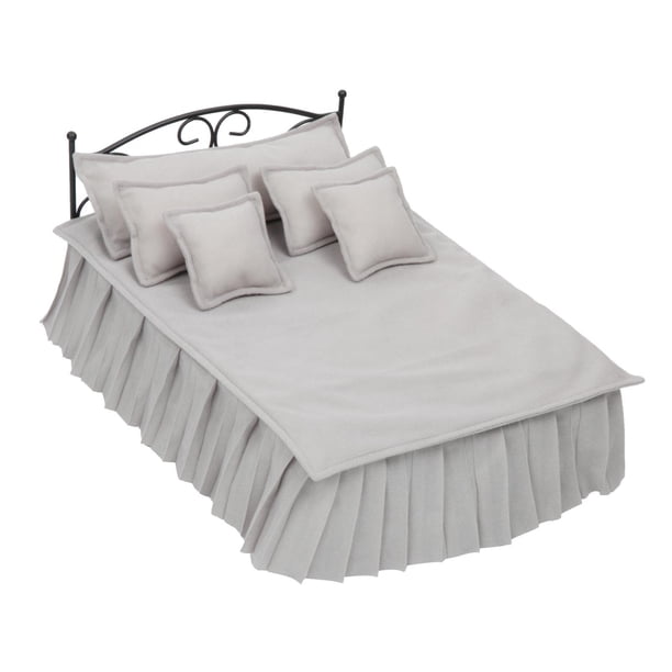 Cama de en miniatura de hierro forjado, modelo de decoración, juguete para juego de imitación, muebles de accesorios de simulación, escala 1/6 para dormitorio de casa Hugo cama de casa de muñecas