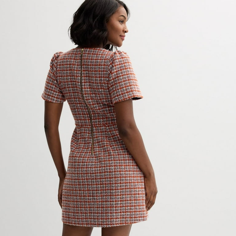 Women's Draper James Short Sleeve Tweed Dress Color: Burgundy Multi Size: 2  - Walmart.com