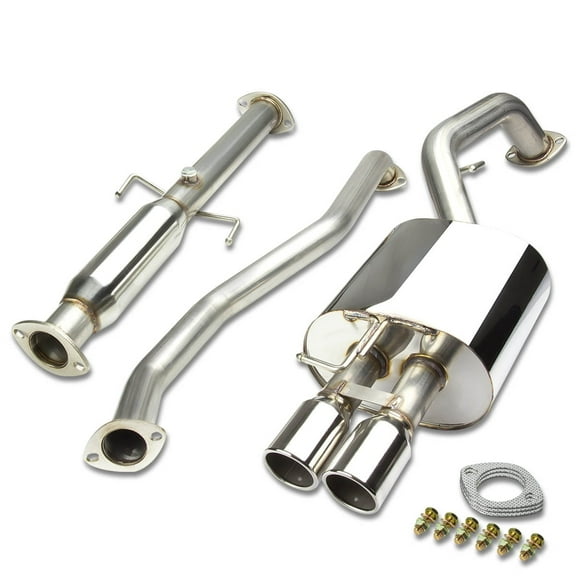 DNA Motoring For 05-09 Kia Spectra 2.0L Performance Catback Exhaust 3" Dual Rolled Muffler Tip Upgrade Kit