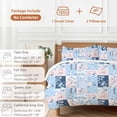 thumbnail image 6 of 3 Piece Pink Floral Blue Duvet Cover Set Queen Size,Microfiber Comforter/Quilt Cover with Corner Ties and 2 Pillowcases,Farmhouse Botanical Vintage Leaves All Season Soft Bedding with Zipper Closure, 6 of 8