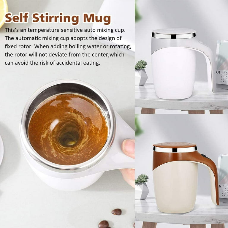 Electric Magnetic Stirring Coffee Mug, Electric Mixing Mug, Automatic Funny Self  Mixing Cup, Stainless Steel Travel Cup for Chocolate, Milk, Tea, Office,  Home, Kitchen, 12 oz/350ml, White 