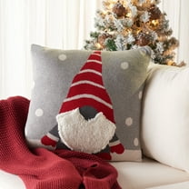 SAFAVIEH Peppermint Elves Pillow, 18" x 18", Grey/Red