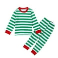 thumbnail image 2 of purcolt Christmas Toddler Pajamas Sets, Kids Boys Girls Stripe Printed Long Sleeve Round Neck Tops High Waist Long Pants Sleepwear 2Pcs Cotton Clothes, 2 of 7