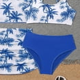 thumbnail image 5 of kpoplk 3 Piece Girls Swimsuit Allover Print Bikini Set and Coordinating Solid Color Cover Up Beach Skirt for 6-14 Years(Blue,10-11 Y), 5 of 6