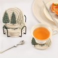 thumbnail image 3 of Yayeee 6 PCS Drink Coasters with Holder Set Woven Absorbent Round Tabletop Hot Pad, Hand Drawn Christmas, 3 of 7