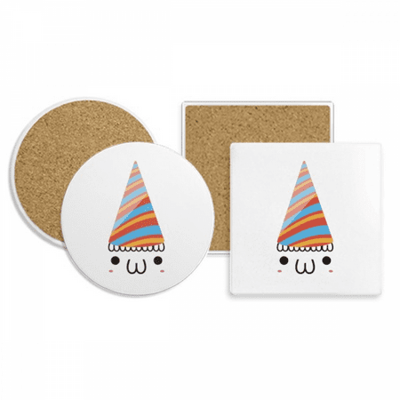 

Lovely Face Festival Party Expression Coaster Cup Mug Holder Absorbent Stone Cork Base Set