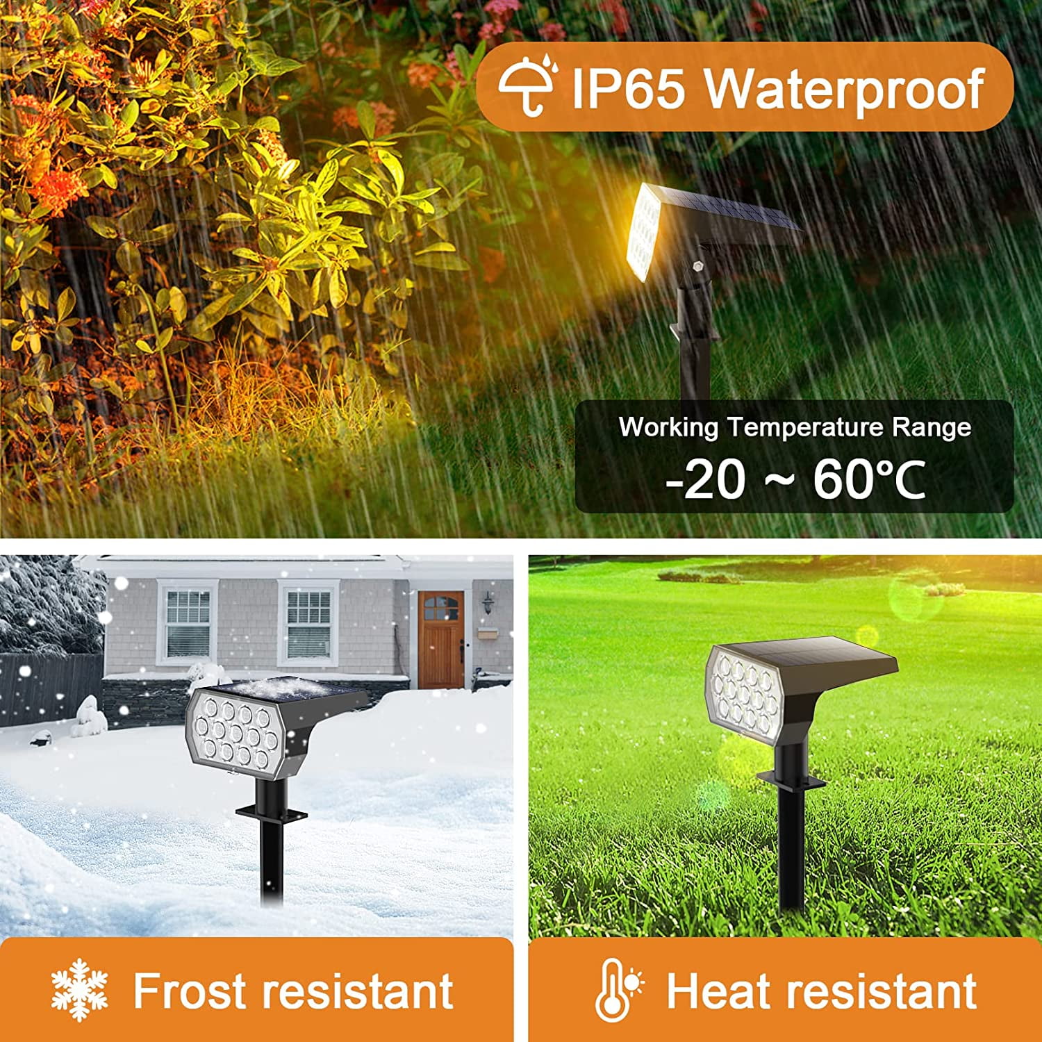 Flaow Solar Lights Outdoor,10 pack,IP65 Waterproof RGB Color Changing, Landscape Spotlights,7 Modes, Dusk to Dawn for Garden, Yard, Patio, Driveway