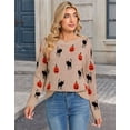 thumbnail image 3 of Cogild Sweaters for Women Halloween Sweater Black Cat Pumpkin Crew Neck Knit Pullover Long Sleeve Casual Fall Top, Khaki, 3 of 10