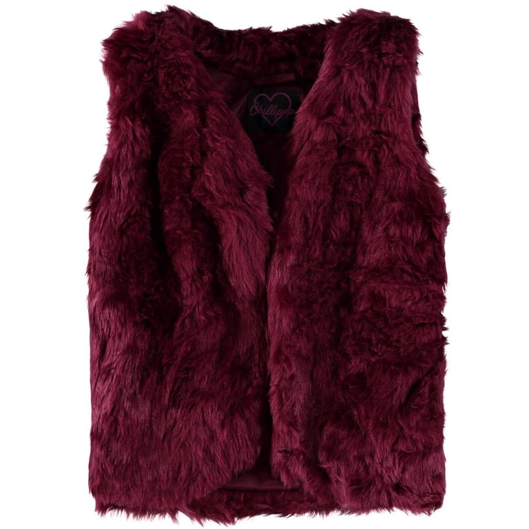 Burgundy fur vest women's hotsell