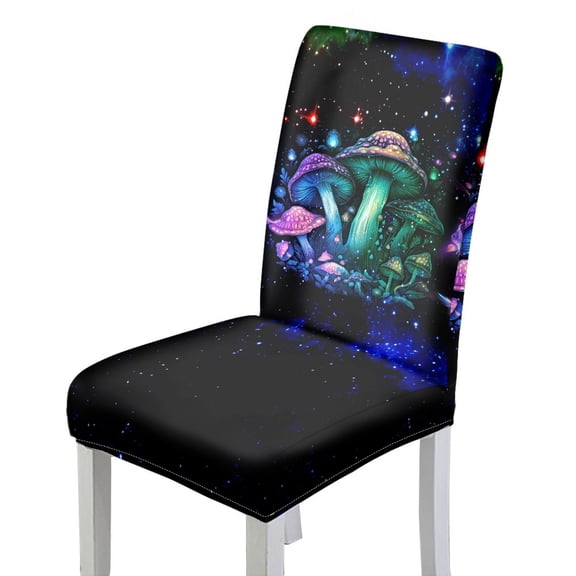 COEQINE Dining Room Chair Slipcovers Set of 1, Stretchable Universal Fit Chair Protector Polyester Spandex Machine Washable Covers for Dining Room, Hotel, Ceremony, Mushroom Galaxy