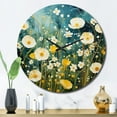thumbnail image 3 of Designart "Blue White Buttercups Buttercup Meadow" Floral Oversized Wall Clock, 3 of 5