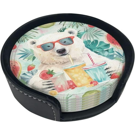 

Cowboy Hat Mouse Coasters Drink Mat 6 Set of Animal Patterns Round Coaster Non Slip for Coffee Beer Mug Wine Glass Bottle Home and Bar
