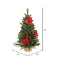 thumbnail image 1 of Vickerman 36" x 22" Poinsettia Berry Pine Artificial Tree with Burlap Base, 1 of 2