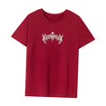 thumbnail image 3 of Camiseta para mujer de verano transpirable simple cuello redondo para uso diario trabajo playa Rojo, 3 of 7