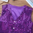 thumbnail image 4 of vastwit Kids Girls Boys Sequins Vest Tops Hip Hop Jazz Dance Sleeveless Button Waistcoat Jacket Purple 7-8, 4 of 6