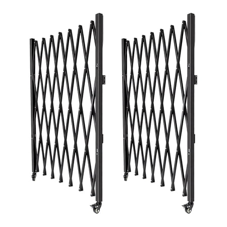 Retractable Traffic Fence Double-fold Safety Door Portable Barricade Gate Expandable Barricade Folding Security Gate Industrial Black Adjustable for Cordon