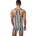 thumbnail image 2 of Haitryli Men's Athletic Wrestling Singlets Striped Rainbow One-piece Bodysuit Boxer Underwear Black L, 2 of 7