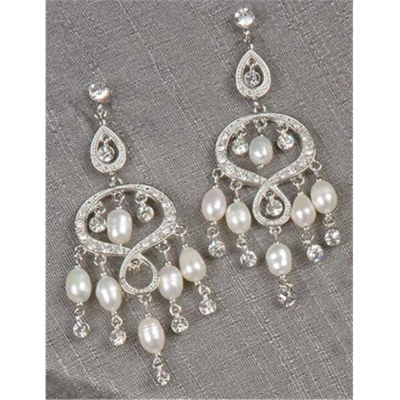 Jewelry - Rhinestone and Pearl Chandelier Earrings