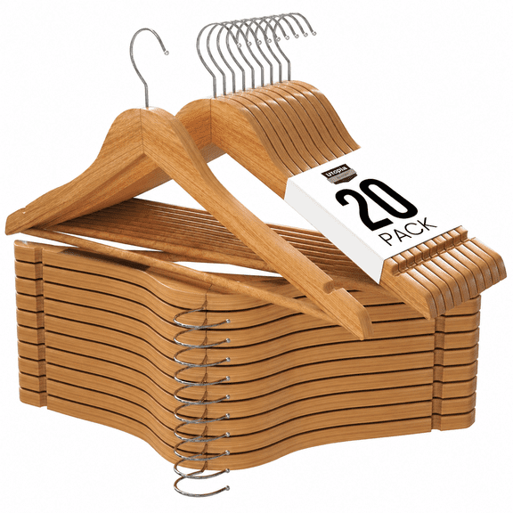 Xuet 20 Pack Heavy Duty Wooden Hangers, Non-Slip with Rotatable Hook