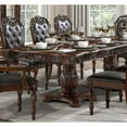 thumbnail image 6 of Miekor Furniture Traditional Style Dining Table with Extension Leaves Cherry Finish with Gold Tipping Double Pedestal Base Wooden Dining Furniture 82266, 6 of 7