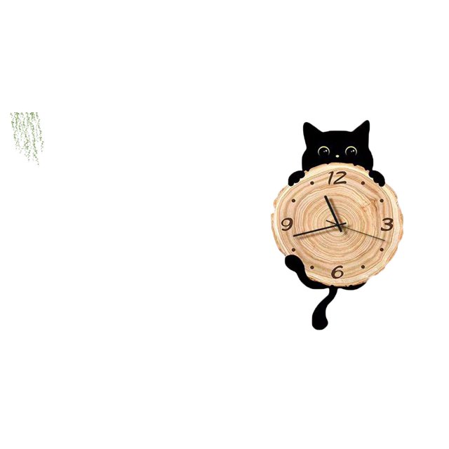 Adhesivo de pared,Pegatinas de pared de vides colgantes para dormitorio,Reloj de pared,Reloj de pared decorativo para baño y dormitorio.,Reloj de pared de gato silencioso y sin tictac,regalo