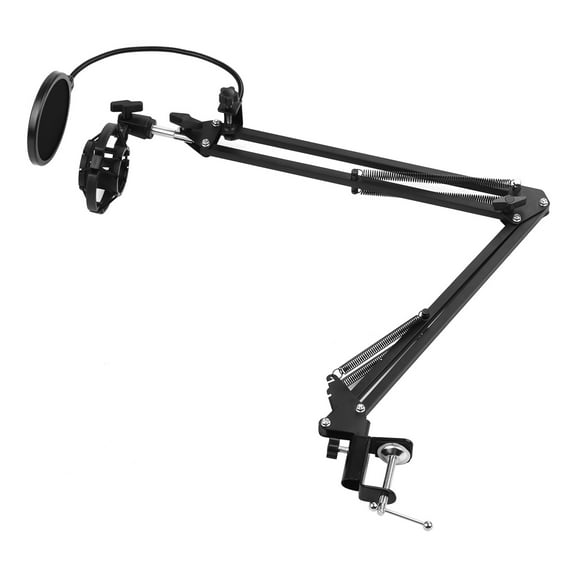 Labymos Support de Microphone Pliable Réglable Bras en Métal avec Pare-Chocs Filtre Pop pour Enregistrement Studio Diffusion Vidéo en Direct Chant en Ligne