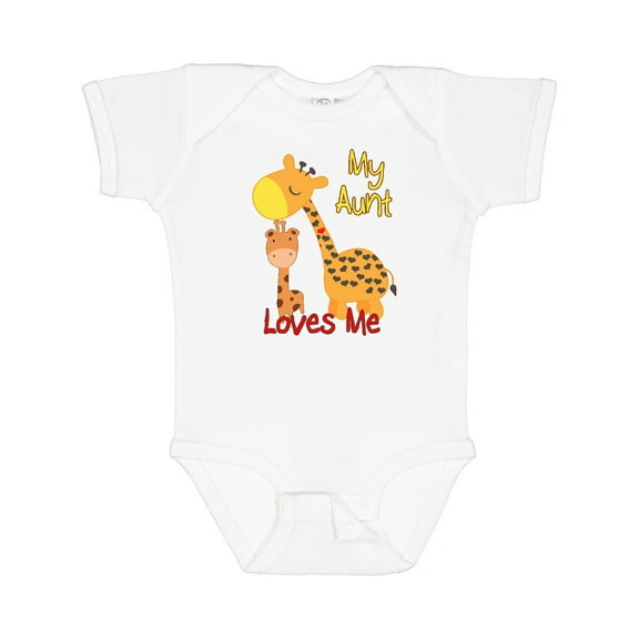 Inktastic My Aunt Loves Me Giraffe Boys or Girls Baby Bodysuit