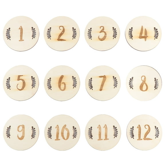 12 tarjetas de número de mes de nacimiento de bebé, cumpleaños creativo, conmemoración de hitos, accesorios de fotografía (números de hojas)