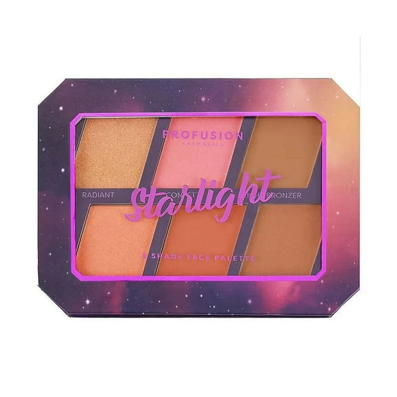 Profusion Cosmetics Starlight 6 Shade Face Palette, Create Radiant Makeup Looks With Vibrant Pigments