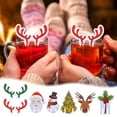 thumbnail image 1 of Fiudx Adornos Navideños para Copas de Vino, Diseño de Gorro de Papá Noel y Tarjeta de Fiesta, Decoración Festiva para Mesas, Ideal para Restaurantes y Centros Comerciales, Ideal para Fiestas Navideña, 1 of 5