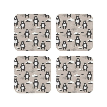 

Tideii Cartoon Bear Brown for Leather Coasters 4 Pieces Anti-fouling and Anti-scalding Decorative Coasters Suitable for Restaurants Kitchens Coffee Shops-Square