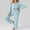 06 Light Blue, variant on Cueply Womens Pajama Sets Long Sleeve Knit Button Down Pj Lounge Sets Sleepwear with Drawstring Pockets