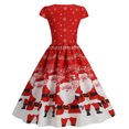 thumbnail image 4 of jsaierl Womens Christmas Dresses Short Sleeve Square Neck Tea Dress Holiday Santa Print A Line Dresses Casual Tunic Dress Christmas Gift for Teen Girls, 4 of 8