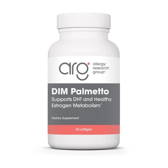 Allergy Research Group DIM Palmetto - Prostate Support Supplement for Men's Health, Zinc with Saw Palmetto, Beta Sitosterol, Stinging Nettle Extract, Pumpkin Seed Oil, Softgels - 60 Count