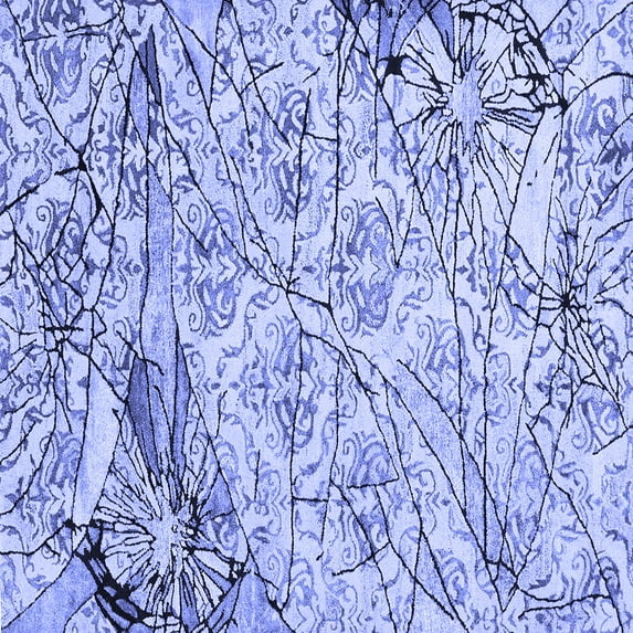 Ahgly Company Machine Washable Indoor Square Abstract Blue Contemporary Area Rugs, 4' Square