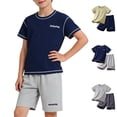 thumbnail image 2 of Qingpeng Kids Boys Summer Thin Breathable UPF Sun Protection Short Sleeve T-Shirt and Shorts Matching Outfit Set for Kids, 2 of 6
