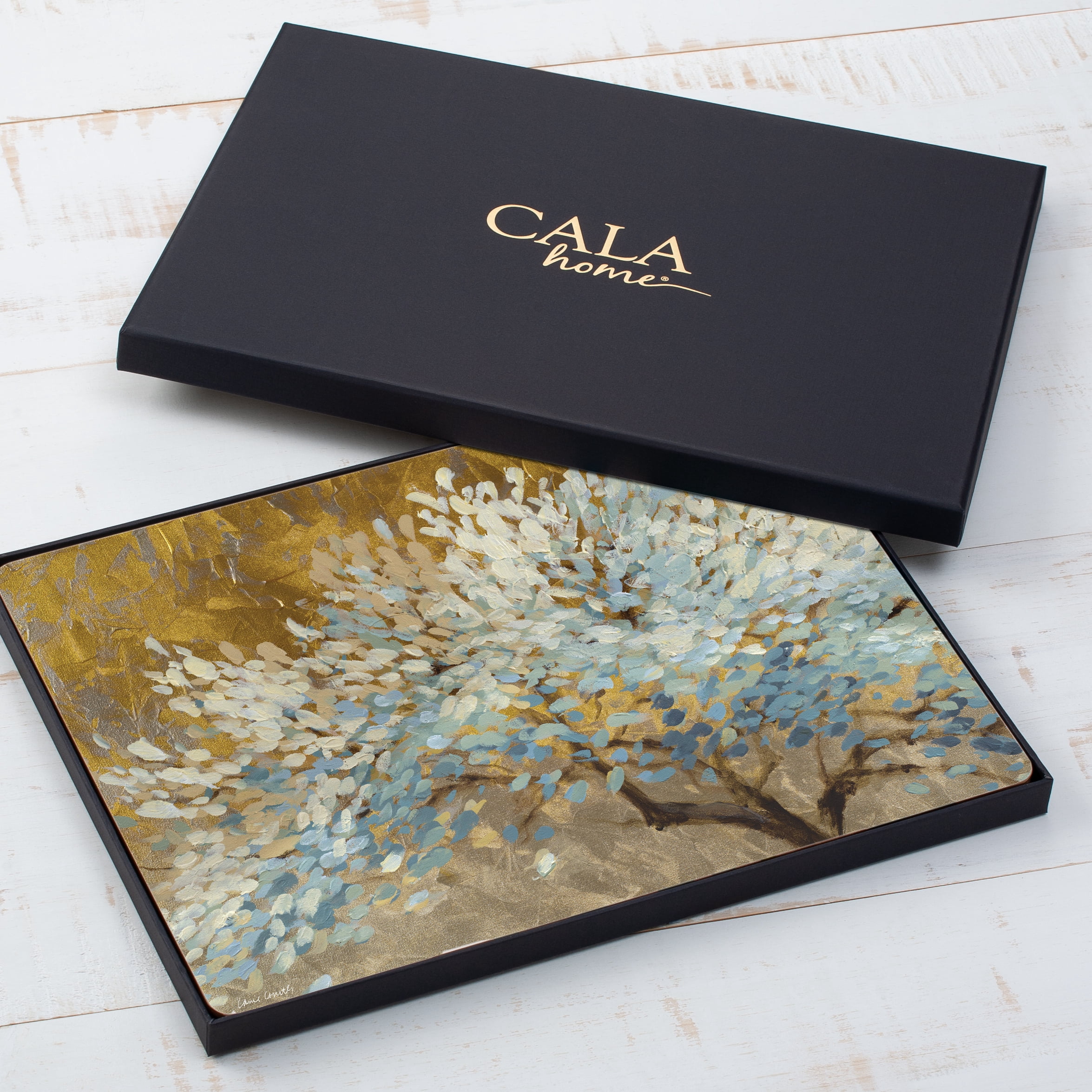 Cala Home "A Thousand Lifetimes" Premium Decorative Hardboard Cork Back Tabletop Placemats 4 Pack