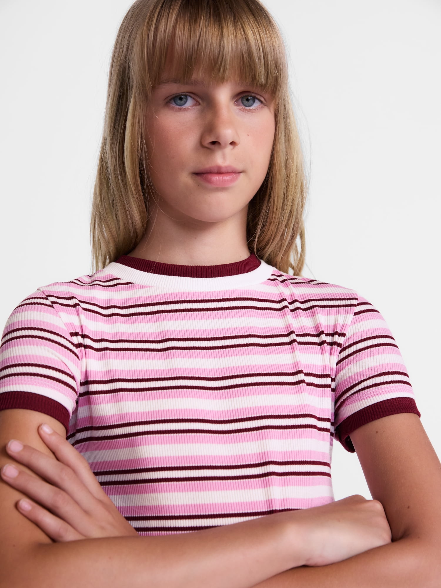 Weekend Academy Girls Layered Tee with Short Sleeves, Sizes 4-18
