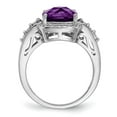 thumbnail image 2 of Sterling Silver Rhodium-plated Diamond & Checker-Cut Amethyst Ring, 2 of 5