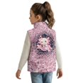 thumbnail image 2 of Xoenoiee Axolotl Cherry Blossom Print Girls Fleece Vest, Lightweight Sleeveless Zip-Up Stand Collar Jacket with Pockets for Fall Winter Warm Outerwear, Size 3T, 2 of 7