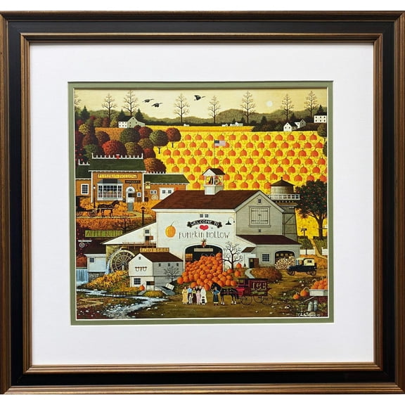 Charles Wysocki "Pumpkin Hollow " New CUSTOM FRAMED Art Americana Farm Rural Generic
