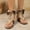 #0053-Khaki, variant on Women's Thong Heel Sandals, Front Zip Ankle Bootie Hybrid Shoes, Folded Shaft Faux Suede Low Heels, Versatile Spring Summer Edgy Footwear Gift